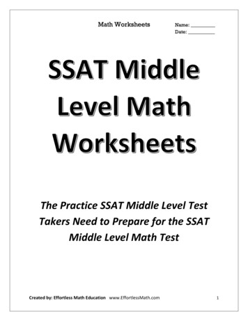 The Practice SSAT Middle Level Test . - Effortless Math