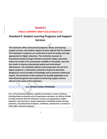 Standard II: Student Learning Programs And . - College Of San Mateo