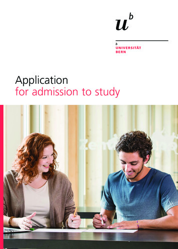 Application For Admission To Study - Unibe.ch