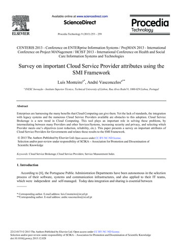 Survey On Important Cloud Service Provider Attributes .