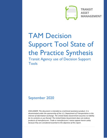 TAM Decision Support Tool State Of The Practice