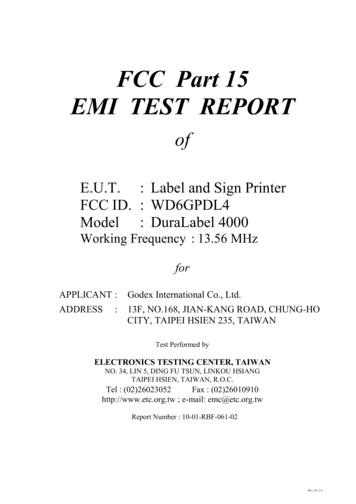 FCC Part 15 EMI TEST REPORT
