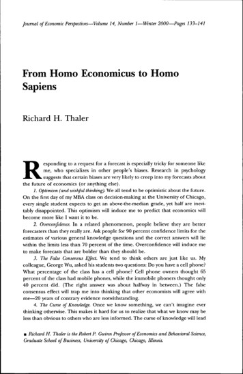 From Homo Economicus To Homo Sapiens