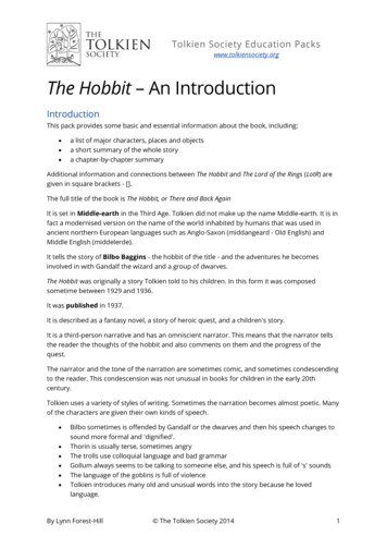 The Hobbit An Introduction - The Tolkien Society