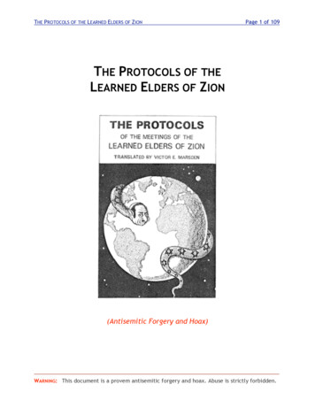 THE PROTOCOLS OF THE LEARNED ELDERS OF ZION