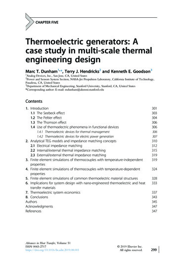 Thermoelectric Generators: A Case Study In Multi-scale .
