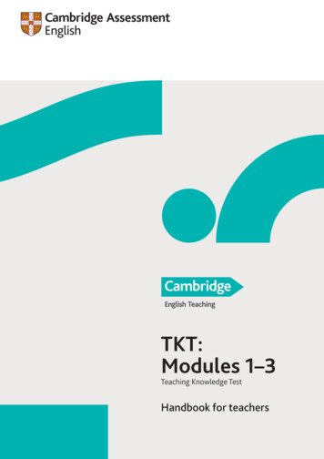 TKT 1–3 Handbook For Teachers - Cambridge English