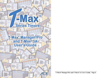 T-Max Manager/Pro And T-Max 3A User’s Guide Page I T 