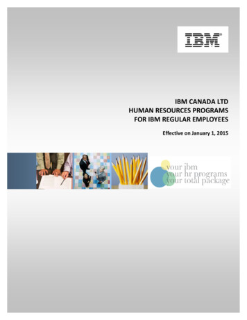 IBM CANADA LTD HUMAN RESOURCES PROGRAMS FOR IBM 