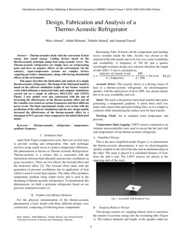 Design, Fabrication And Analysis Of A Thermo-Acoustic .