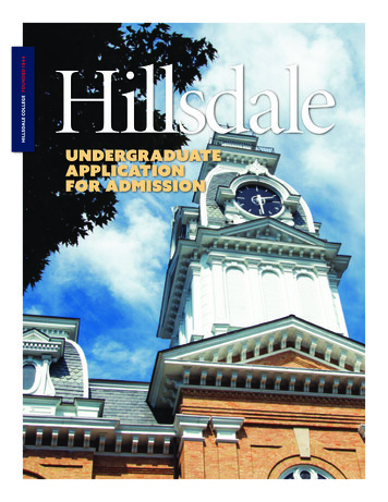 Hillsdale College Undergraduate Application For Admission: Paper