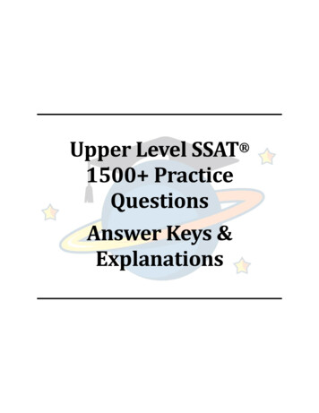 Upper Level SSAT 1500 Practice Questions Answer Keys .