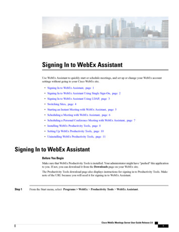 Signing In To WebEx Assistant - Cisco