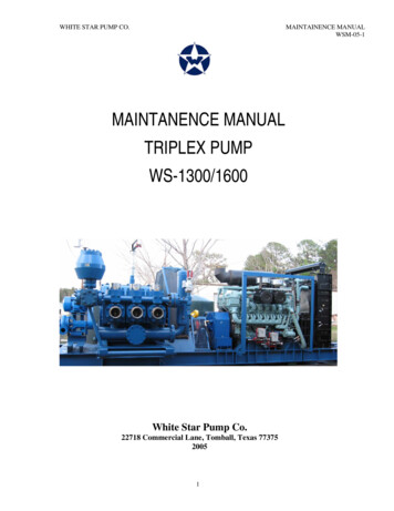 MAINTANENCE MANUAL TRIPLEX PUMP WS-1300/1600