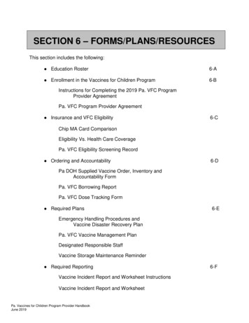SECTION 6 FORMS/PLANS/RESOURCES - PA.Gov