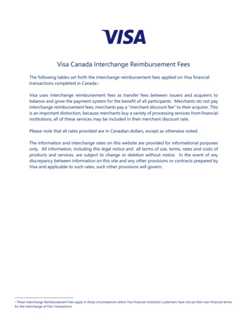Visa Canada Interchange Reimbursement Fees