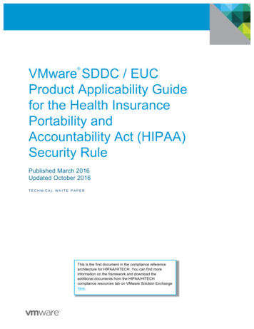 VMware SDDC / EUC Product Applicability Guide For The Health Insurance .