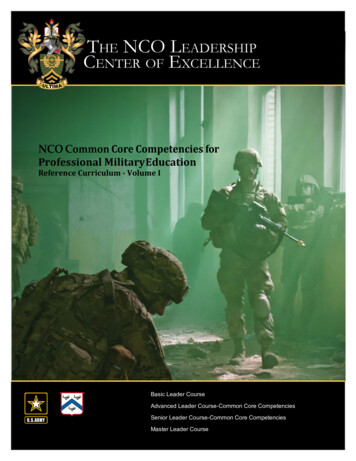 NCO Common Core Competencies For . - United States Army
