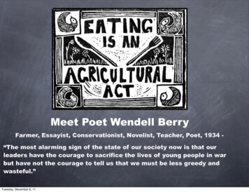 Meet Poet Wendell Berry - Jenks Public Schools