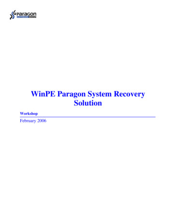 WinPE Paragon System Recovery Sysprep-Integrated Solution
