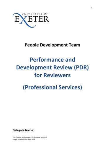 Performance And Development Review (PDR) For Reviewers .