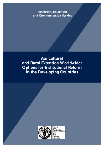 Agricultural And Rural Extension Worldwide: Options For .