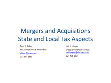 Mergers And Acquisitions State And Local Tax Aspects