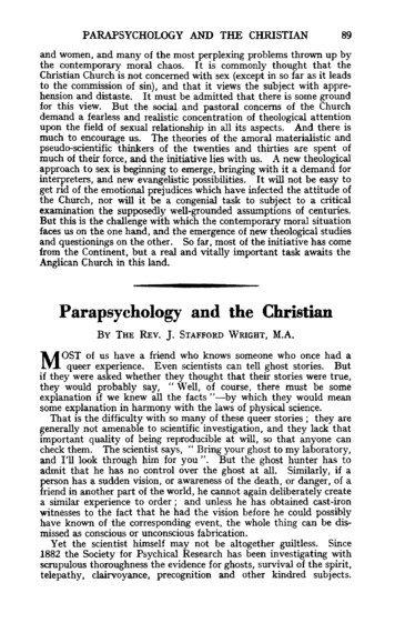 Parapsychology And The Christian - BiblicalStudies .uk
