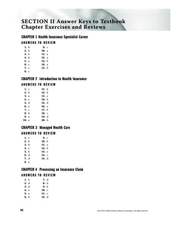 SECTION II Answer Keys To Textbook Chapter Exercises And .