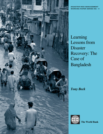 Learning Lessons From Disaster Recovery: The Case Of Bangladesh