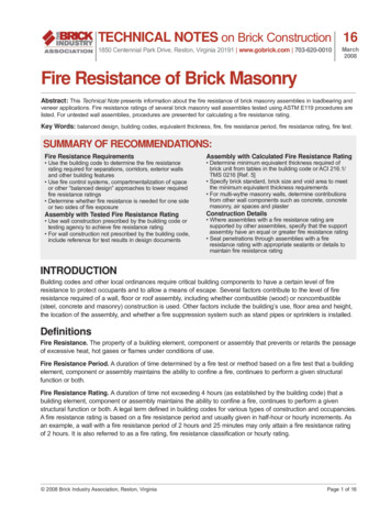 Fire Resistance Of Brick Masonry
