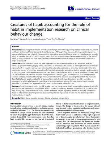 Open Access Creatures Of Habit: Accounting For The Role Of .