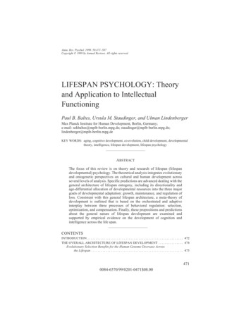 LIFESPAN PSYCHOLOGY: Theory And Application To .