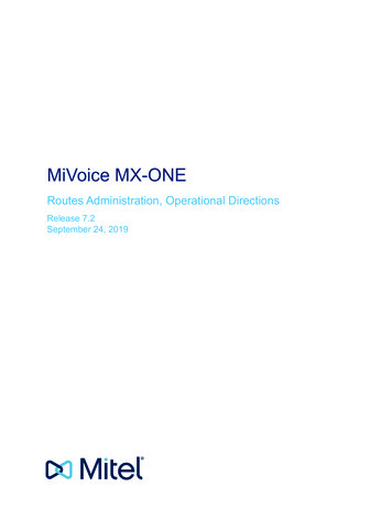 Routes Administration, Operational Directions - Mitel