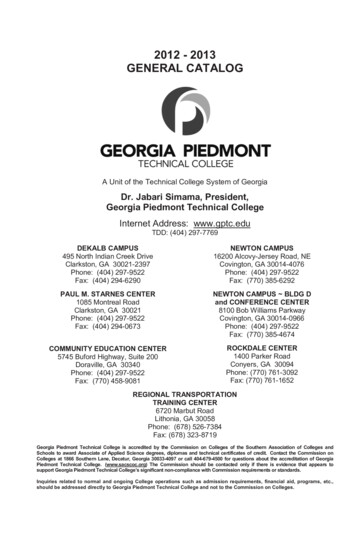 2012 - 2013 GENERAL CATALOG - Georgia Piedmont Technical College
