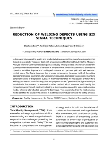 REDUCTION OF WELDING DEFECTS USING SIX SIGMA 