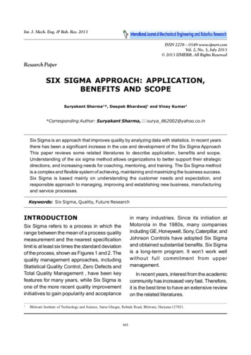 SIX SIGMA APPROACH: APPLICATION, BENEFITS AND SCOPE