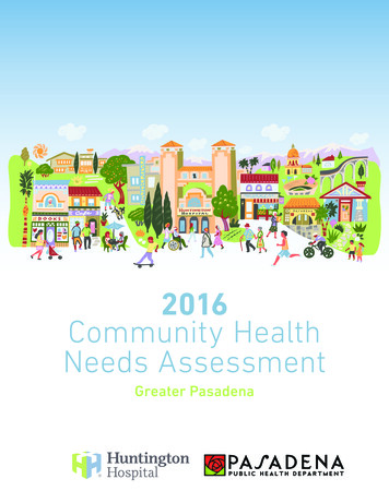 2016 Community Health Needs Assessment - City Of Pasadena