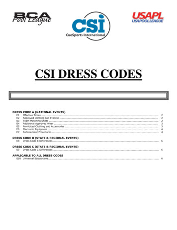 CSI DRESS CODES - CueSports International (CSI)