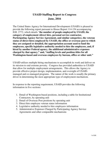 USAID Staffing Report To Congress, June 2016