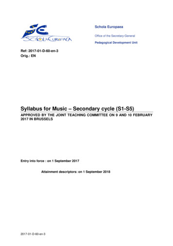 Syllabus For Music – Secondary Cycle (S1-S5)