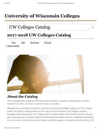 University Of Wisconsin Colleges UW Colleges Catalog C