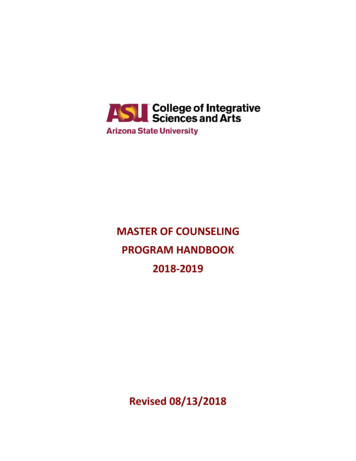 Master Of Counseling Program Handbook 2018-2019