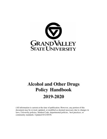 Alcohol And Other Drugs Policy Handbook 2019-2020