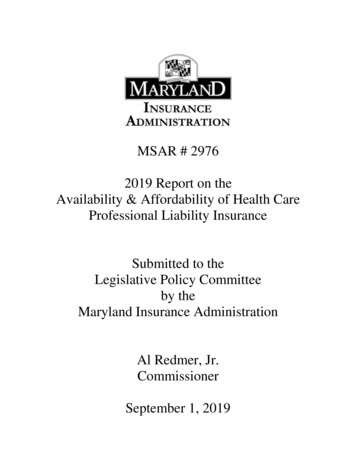 MSAR - Maryland Insurance Administration