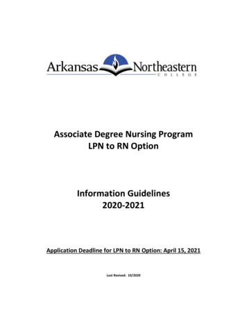 Associate Degree Nursing Program LPN To RN Option Information .