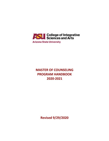 Master Of Counseling Program Handbook 2020-2021
