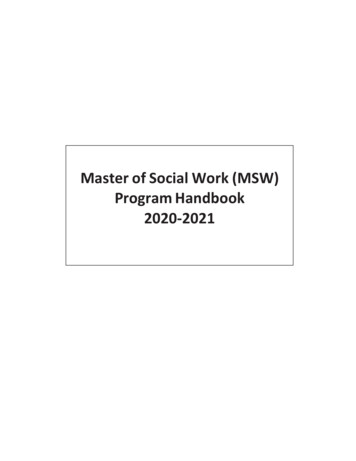 Master Of Social Work (MSW) Program Handbook 2020-2021