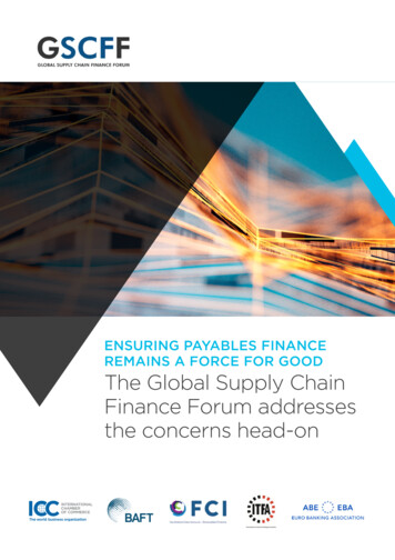 ENSURING PAYABLES FINANCE - Supply Chain Finance Forum