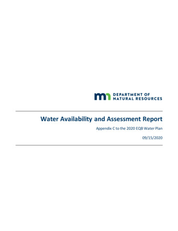Water Availability And Assessment Report - Minnesota Department Of .
